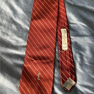 YSL vintage Red and Gold Striped Tie